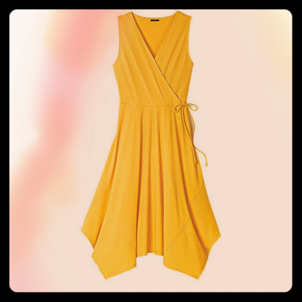 Ribbed Faux Wrap Dress